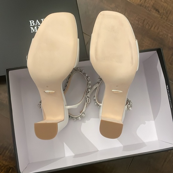 Badgley Mischka Korina Satin and Pearl Block Heel - Picture 4 of 5